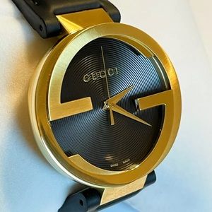 Gucci Interlocking G 42mm Gold Tone Watch Swiss Movement YA133212